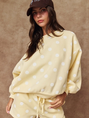 Yellow & White Polka Dot Fleece Set