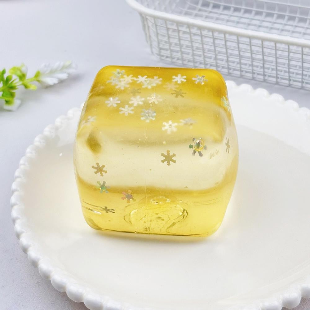Yellow Star Glitter Cube Squishies