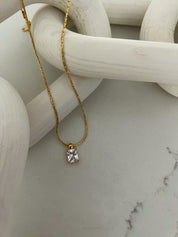 Gold Square Stone Necklace
