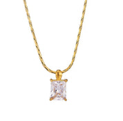 Gold Square Stone Necklace