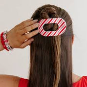 Flat Round Hair Clip | Medium | Candy Cane Crush at Ninety Nine Boutique