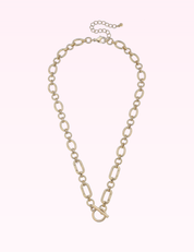Ninety Nine Boutique super-pale pink accessory product photo: Sasha Toggle Front Charm Necklace Base in Shiny Gold (September 30, 2026)
