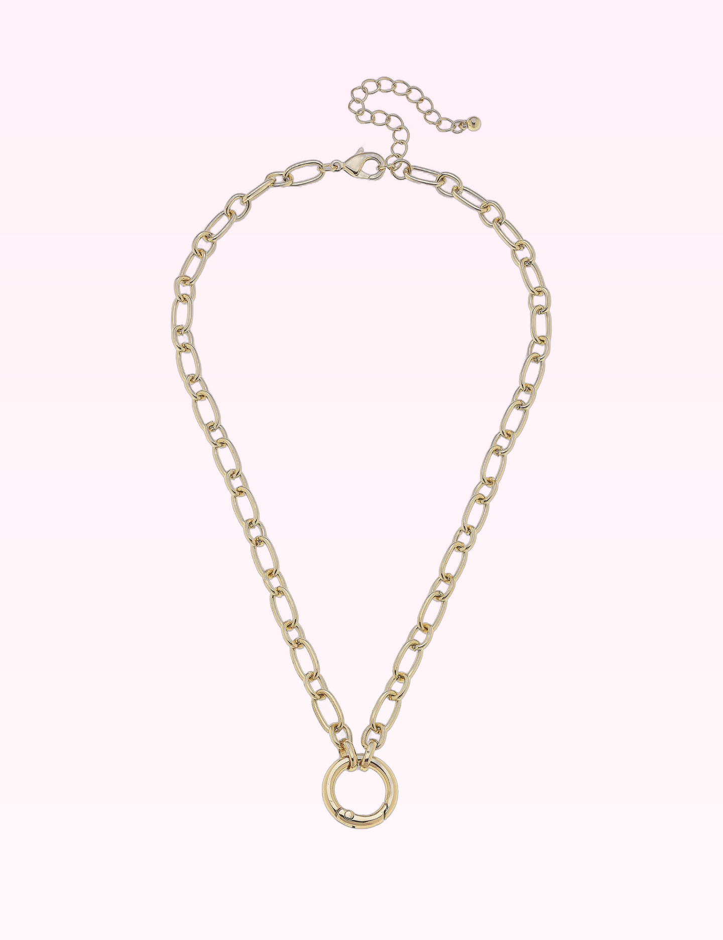 Ninety Nine Boutique super-pale pink accessory product photo: Sasha Charm Necklace Base in Shiny Gold (September 30, 2026)