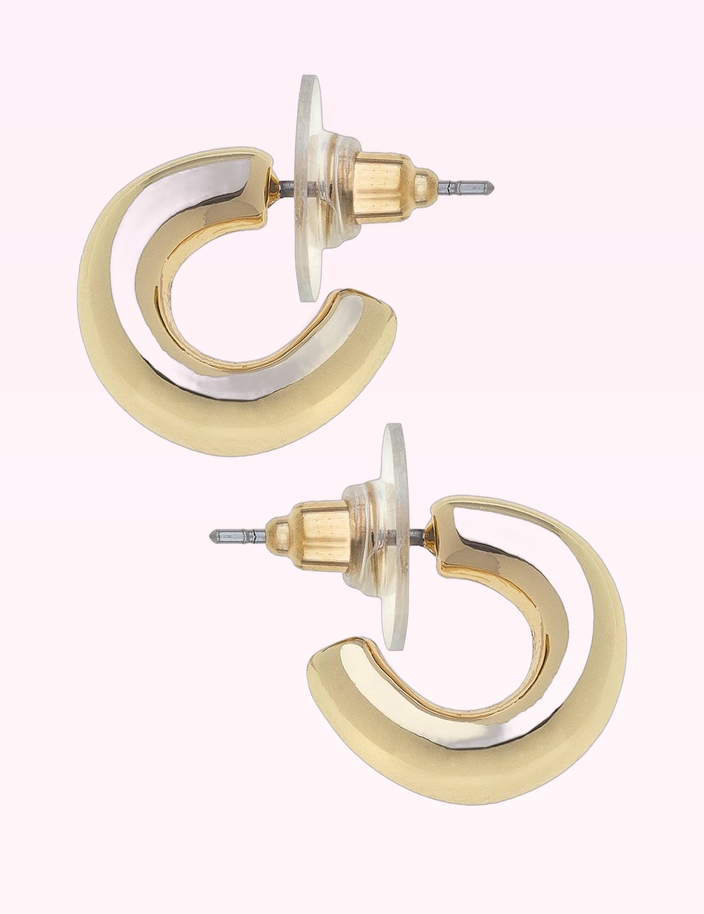 Ninety Nine Boutique super-pale pink accessory product photo: Alison Hoop Earrings in Shiny Gold (September 30, 2026)
