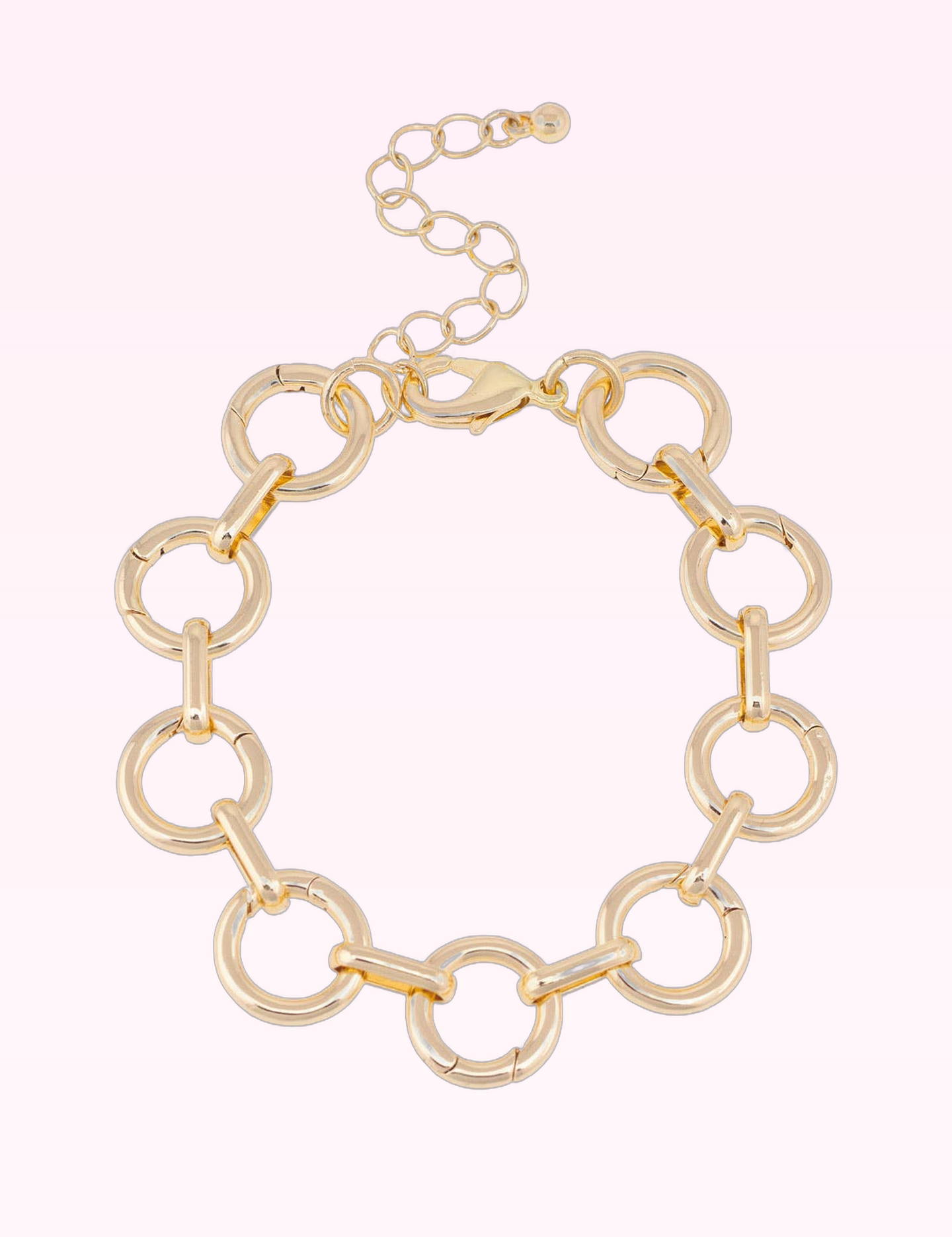 Ninety Nine Boutique super-pale pink accessory product photo: Juliette Charm Collector Bracelet Base in Shiny Gold (September 30, 2026)