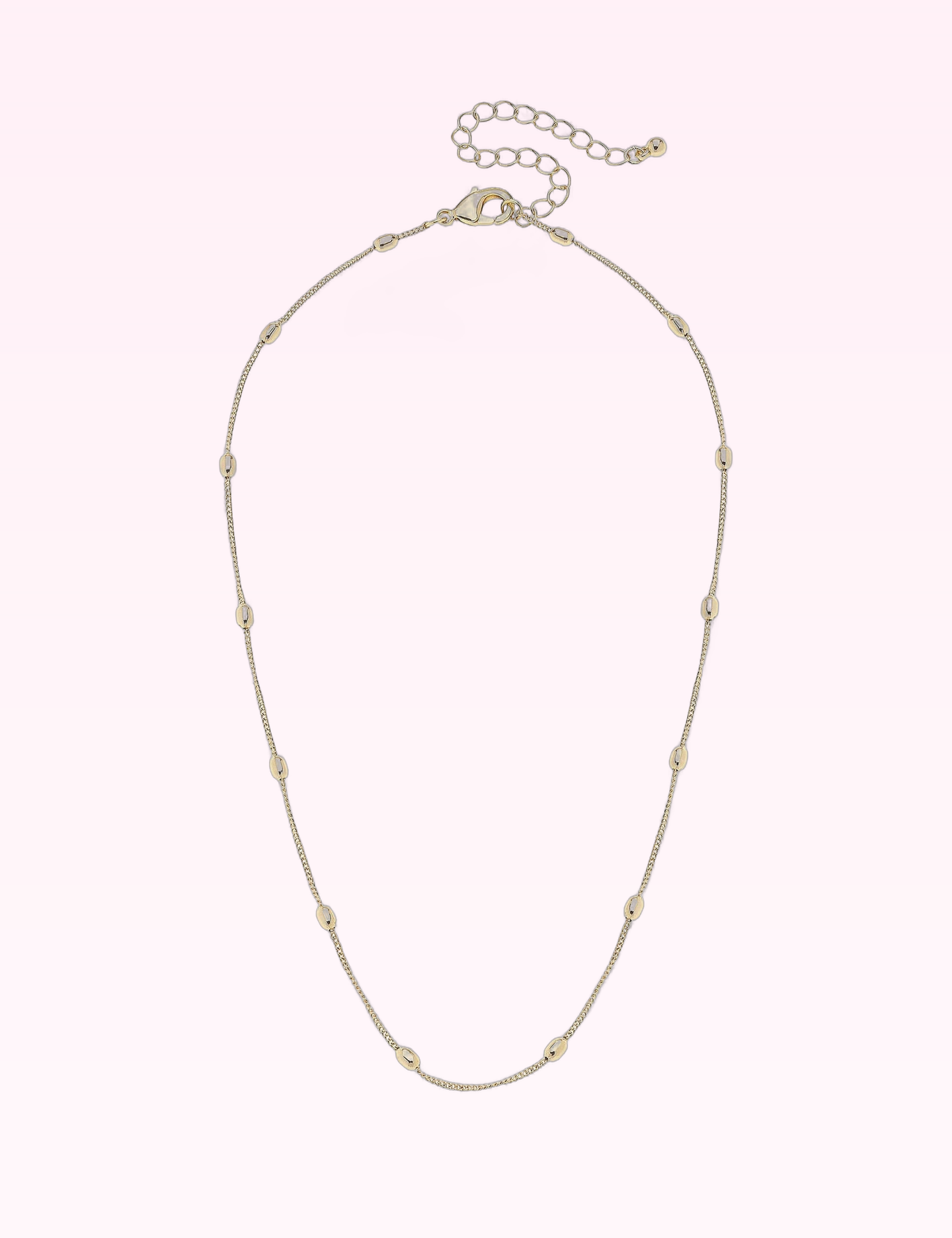 Ninety Nine Boutique super-pale pink accessory product photo: Wynona Dainty Charm Necklace Base in Shiny Gold (September 30, 2026)