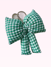 Ninety Nine Boutique super-pale pink accessory product photo: Green Checker Bow Bag Charm (September 30, 2026)