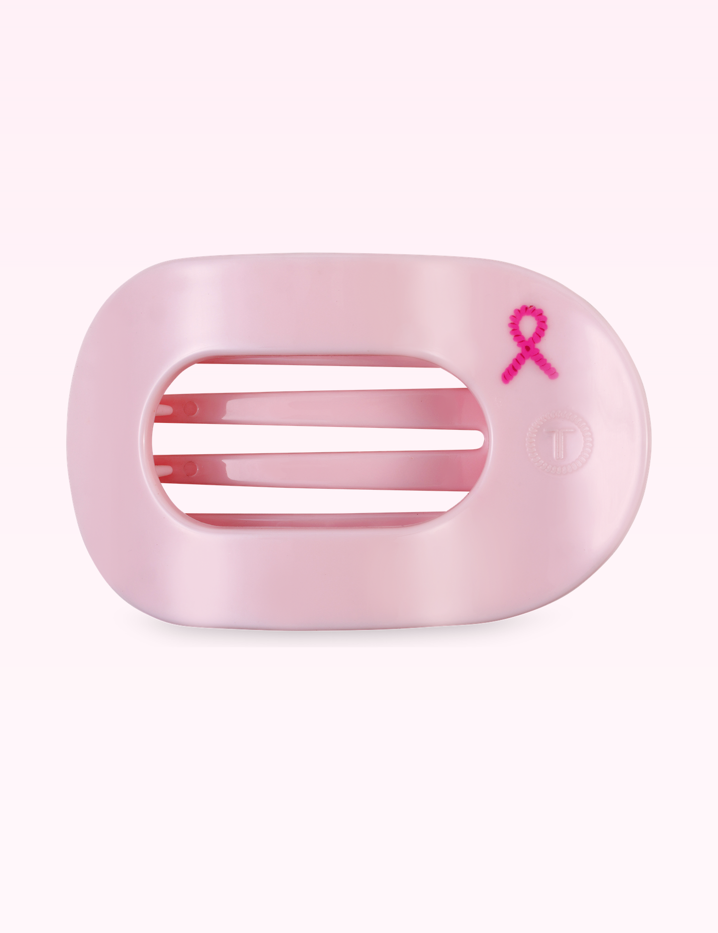 Ninety Nine Boutique super-pale pink accessory product photo: Flat Round Hair Clip | Large | Pink Ribbon Power (September 30, 2026)