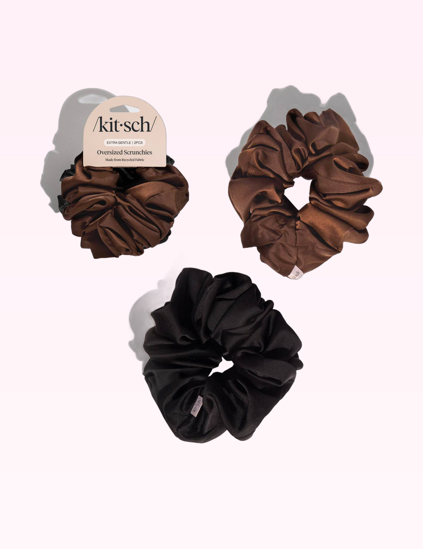 Ninety Nine Boutique super-pale pink accessory product photo: Black & Chocolate Oversized Scrunchies (September 30, 2026)