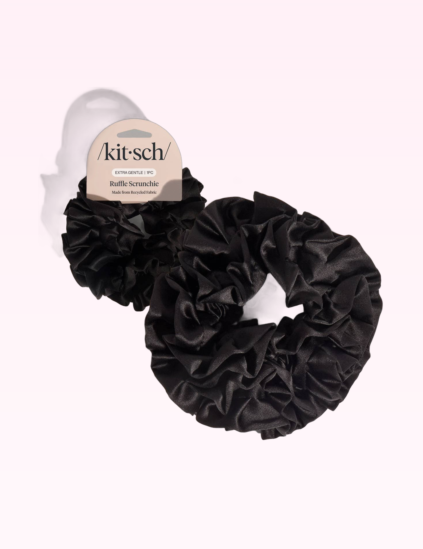 Ninety Nine Boutique super-pale pink accessory product photo: Black Ruffle Scrunchie (September 30, 2026)