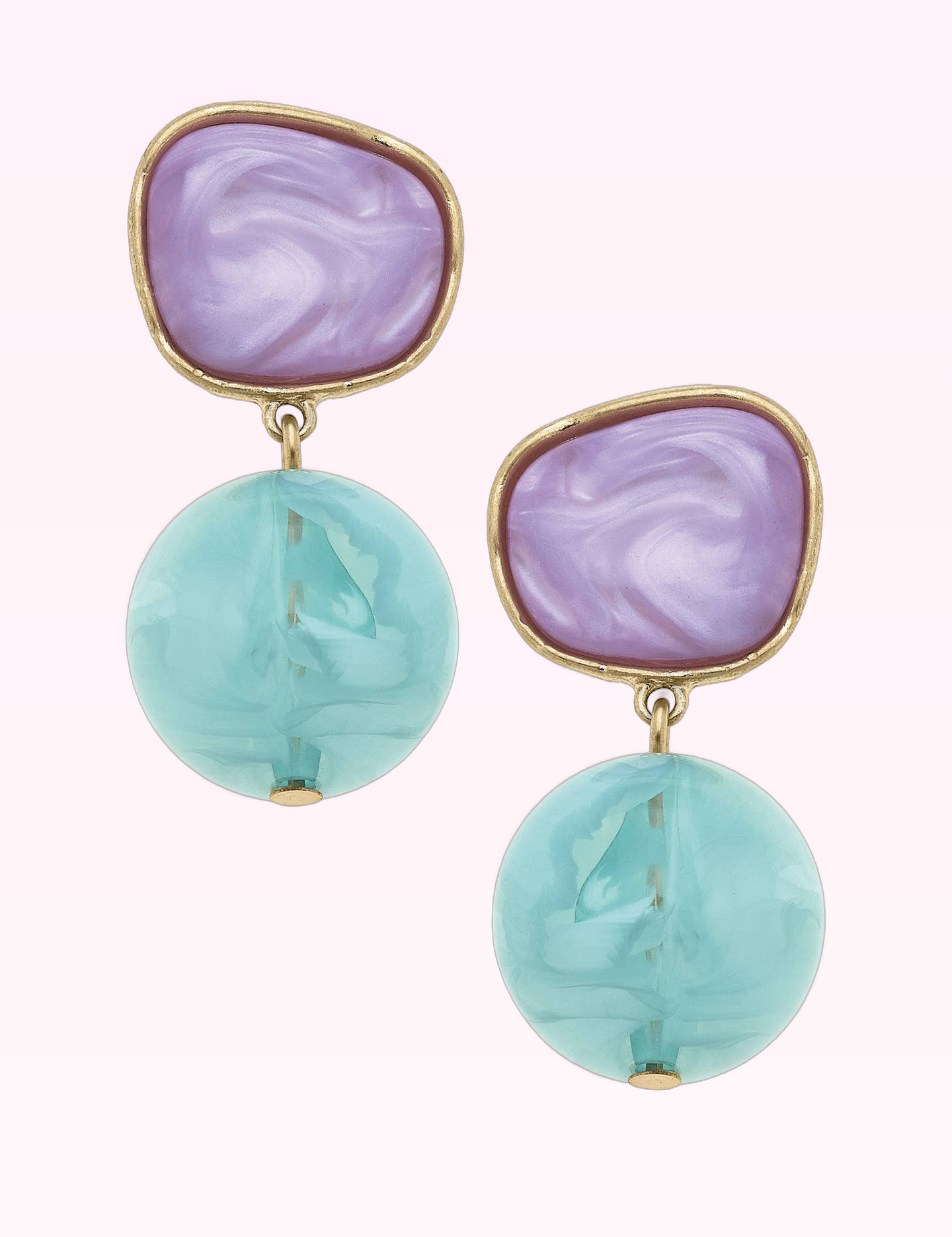 Ninety Nine Boutique super-pale pink accessory product photo: Ophelia Marbled Resin Drop Earrings (September 30, 2026)