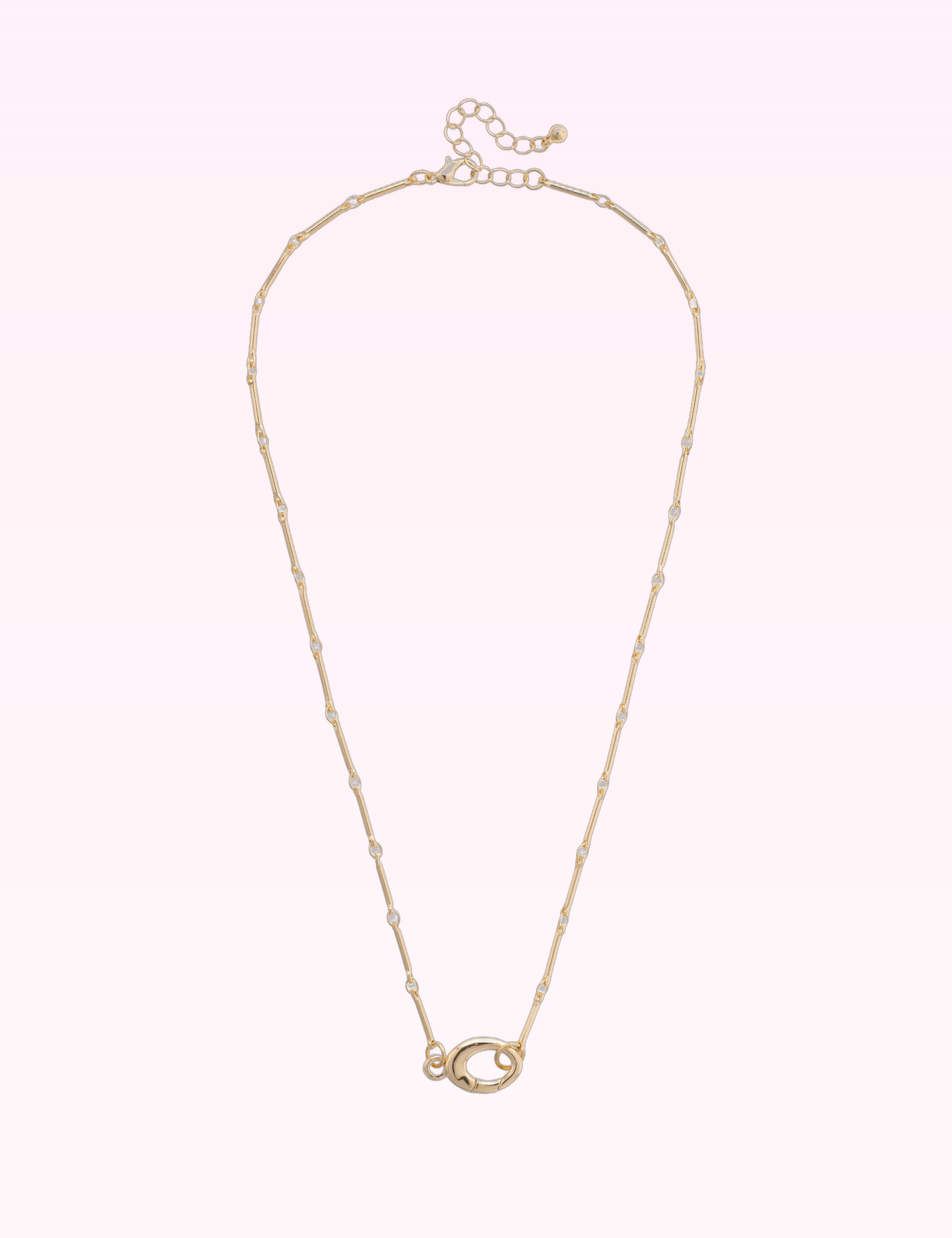 Ninety Nine Boutique super-pale pink accessory product photo: Dolly Delicate Link Charm Necklace Base in Shiny Gold (September 30, 2026)