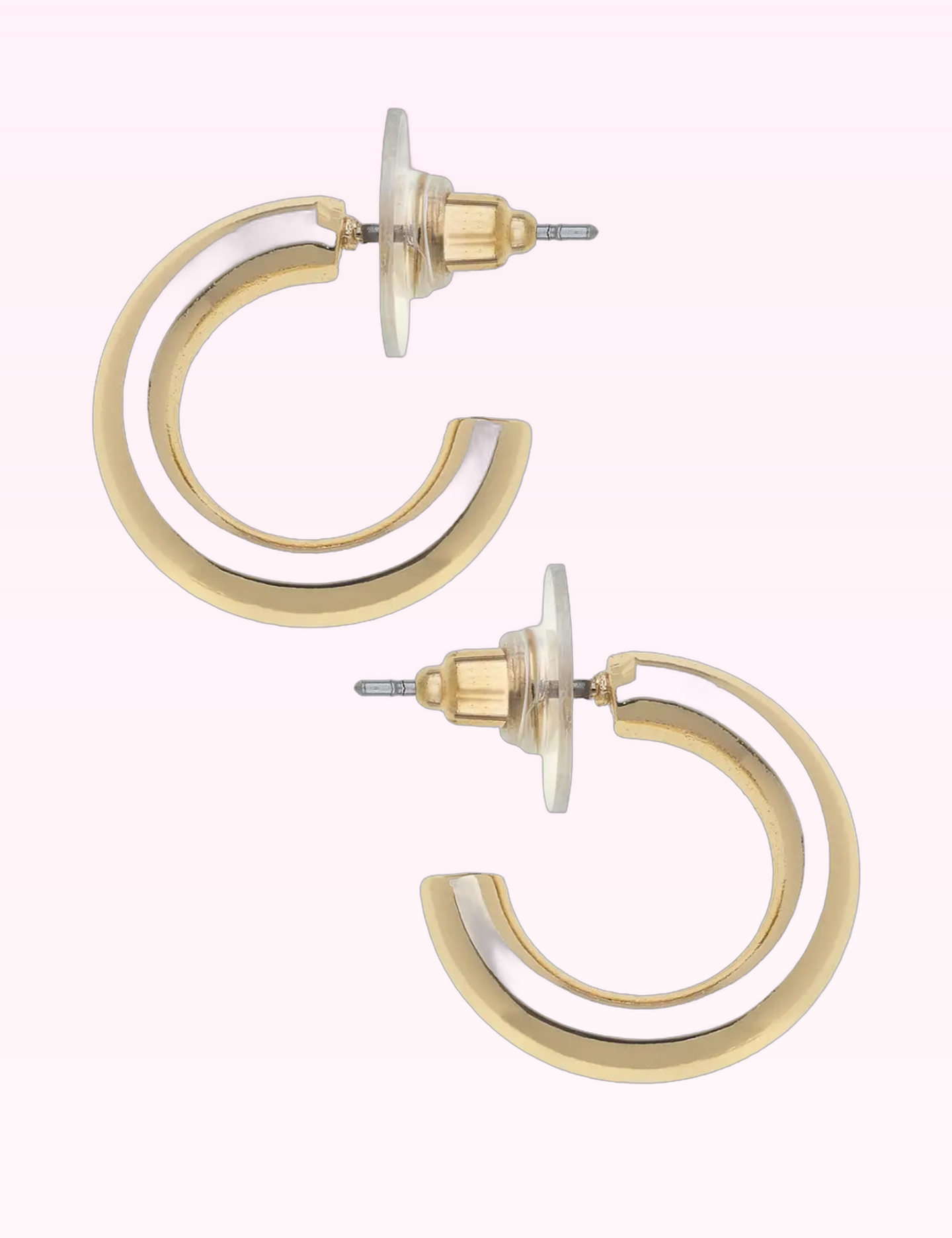 Ninety Nine Boutique super-pale pink accessory product photo: Celia Hoop Shiny Gold Earrings (September 30, 2026)