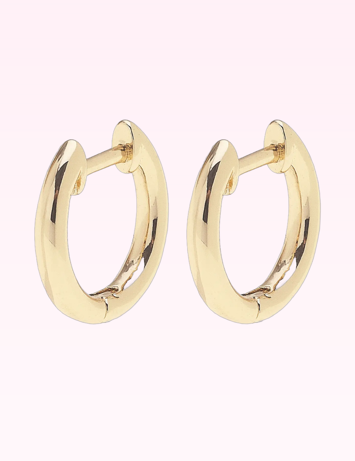 Ninety Nine Boutique super-pale pink accessory product photo: Michelle Classic Huggie Hoop Earrings in Shiny Gold (September 30, 2026)