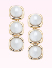 Ninety Nine Boutique super-pale pink accessory product photo: Belle Pearl Cabochon Linked Earrings in Ivory (September 30, 2026)