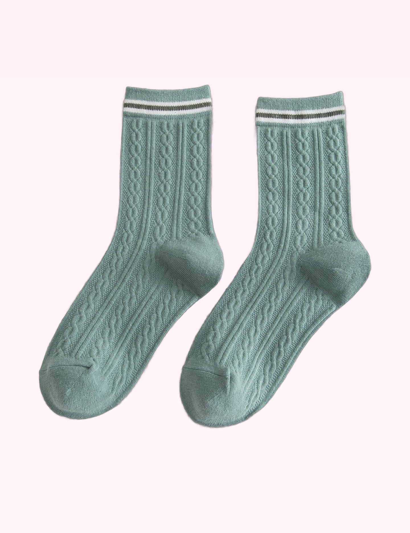 Ninety Nine Boutique super-pale pink accessory product photo: Green College Style Crew Socks (September 30, 2026)