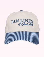 Ninety Nine Boutique super-pale pink accessory product photo: Navy Tan Lines & Good Times Hat (September 30, 2026)