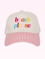 Ninety Nine Boutique super-pale pink accessory product photo: Pink Stripe Beach Please Hat (September 30, 2026)