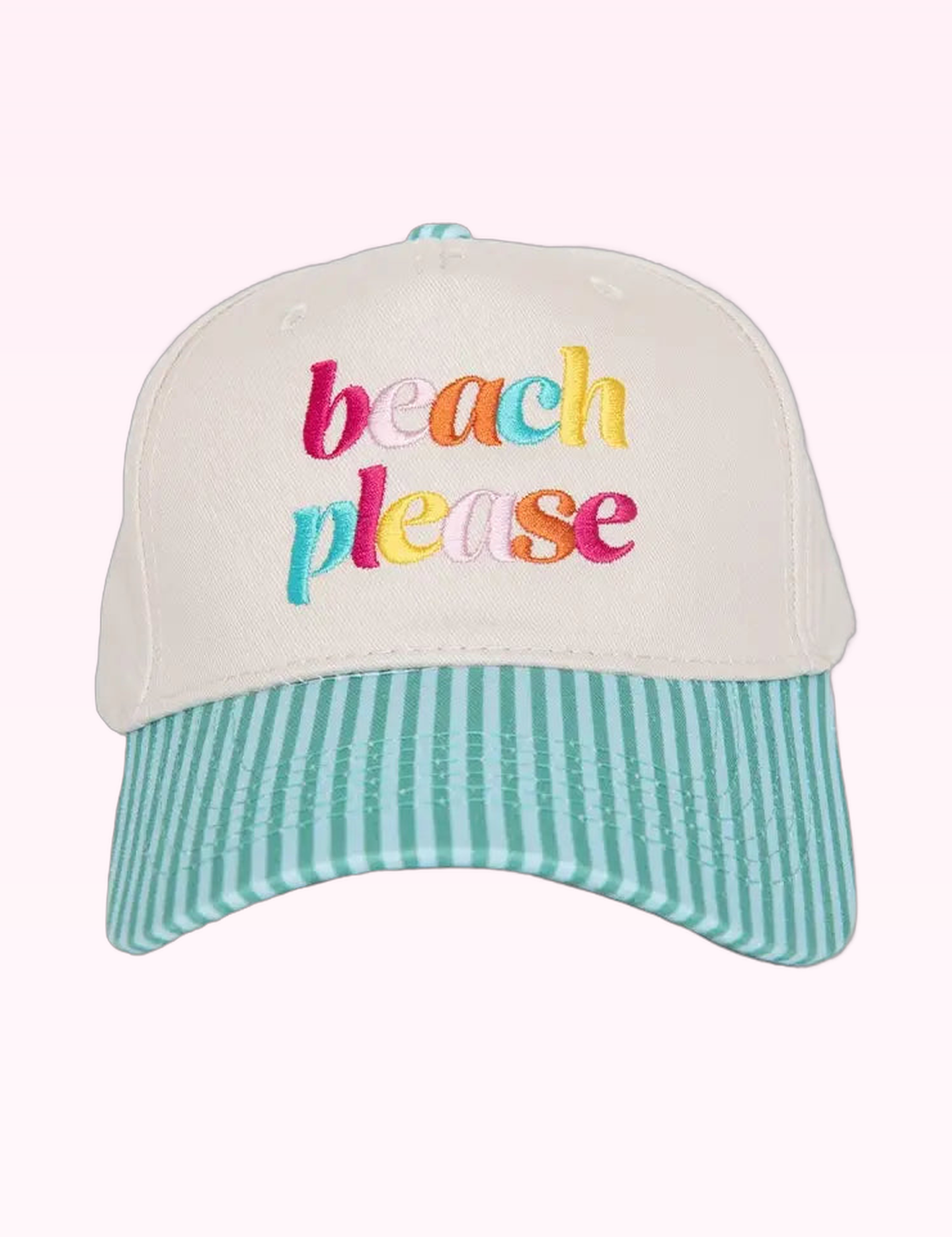 Ninety Nine Boutique super-pale pink accessory product photo: Blue Stripe Beach Please Hat (September 30, 2026)