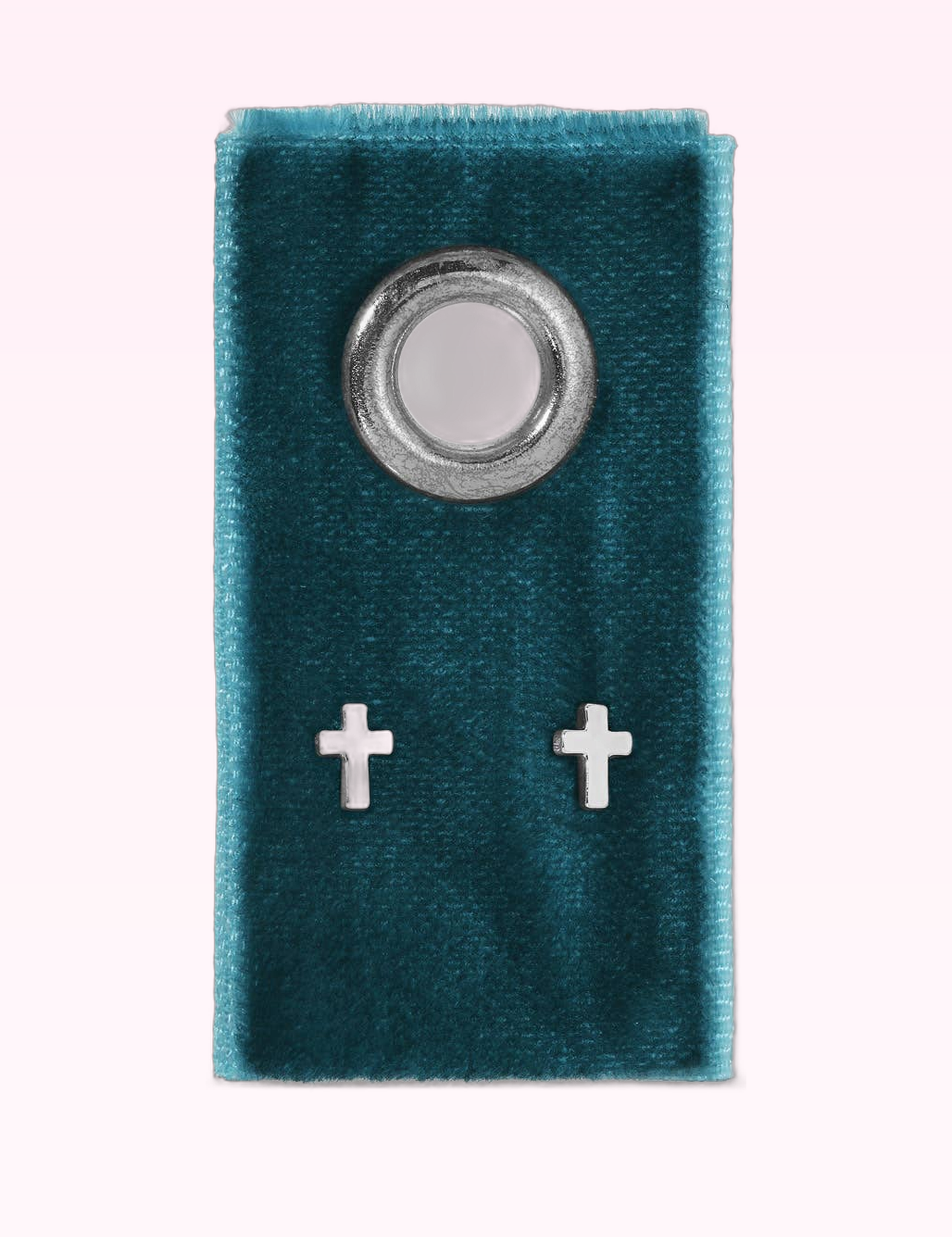 Ninety Nine Boutique super-pale pink accessory product photo: Small Cross Studs On Velvet Gift Tag (September 30, 2026)
