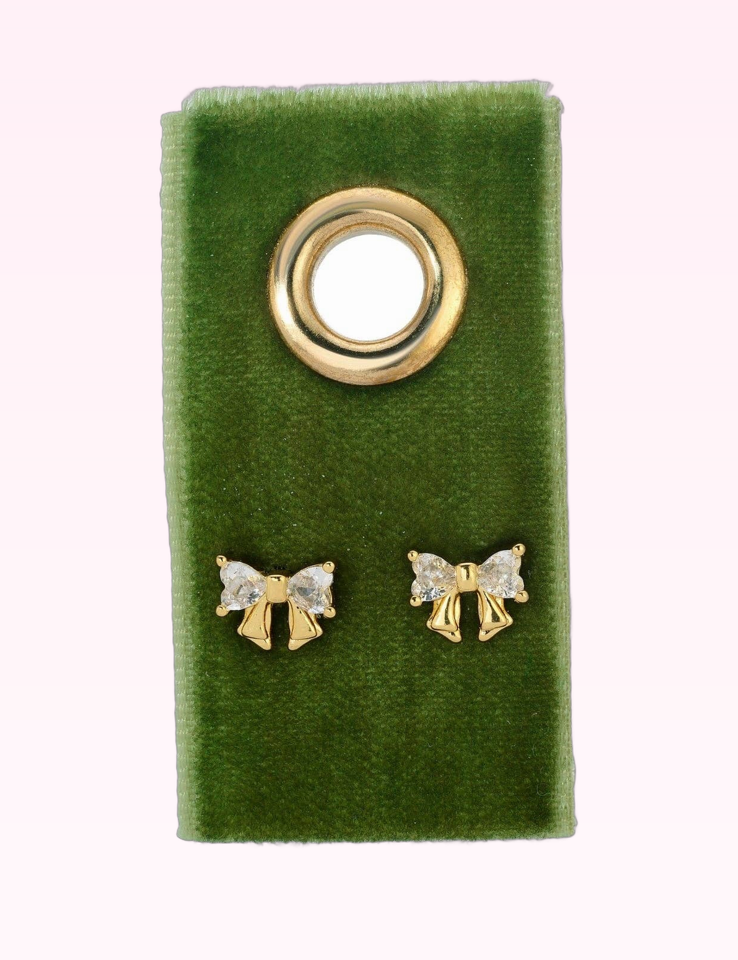 Ninety Nine Boutique super-pale pink accessory product photo: Cz Bow Studs On Velvet Gift Tag (September 30, 2026)