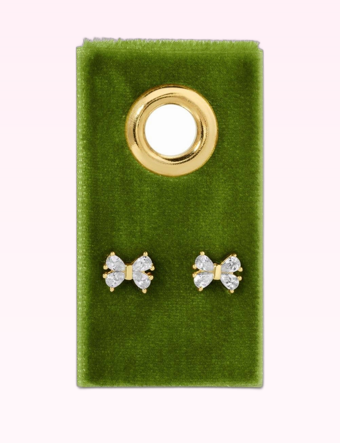 Ninety Nine Boutique super-pale pink accessory product photo: Cubic Zirconia Bow on Velvet Gift Tag (September 30, 2026)