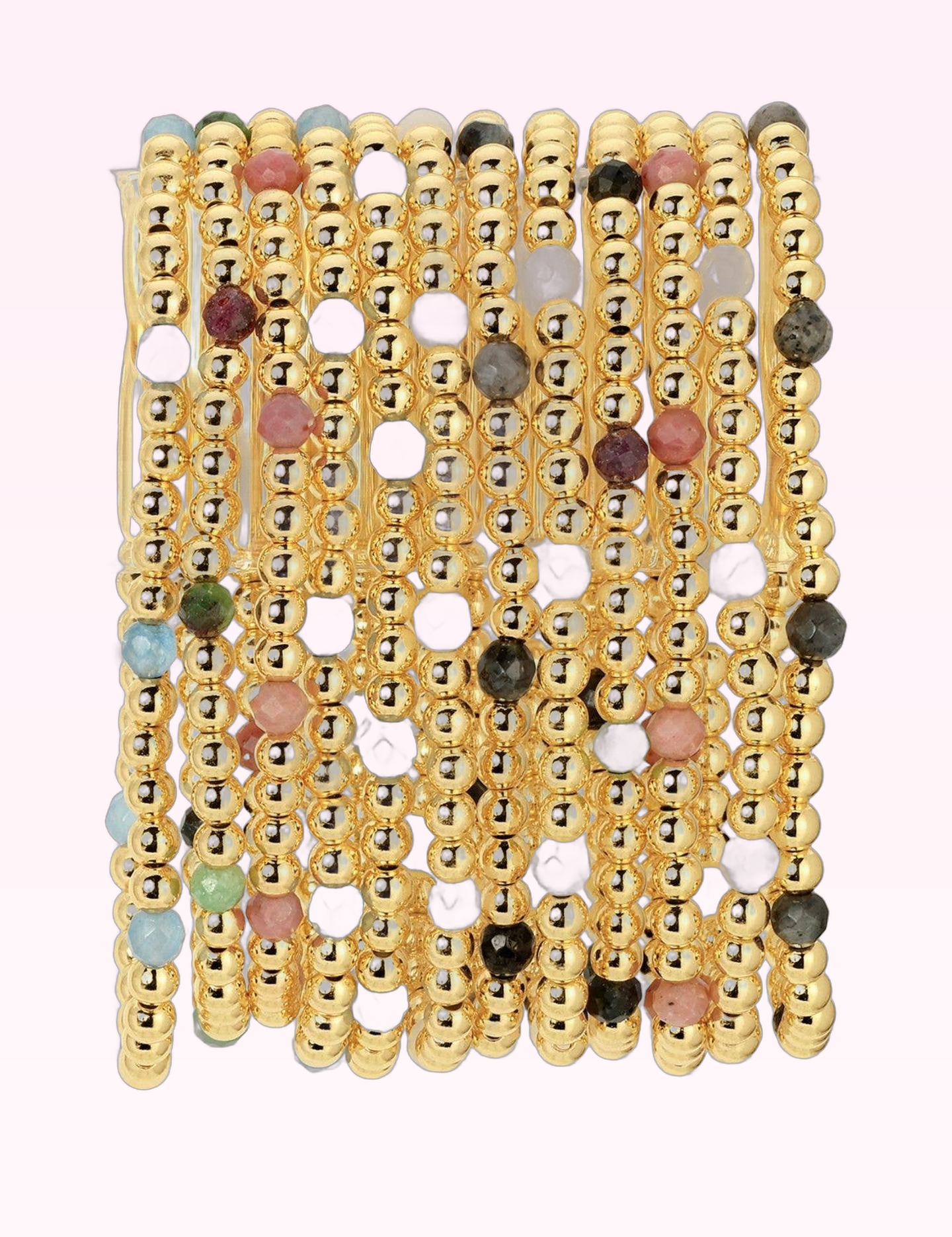 Ninety Nine Boutique super-pale pink accessory product photo: Stretch Beaded Bracelet With Stone Accents (September 30, 2026)