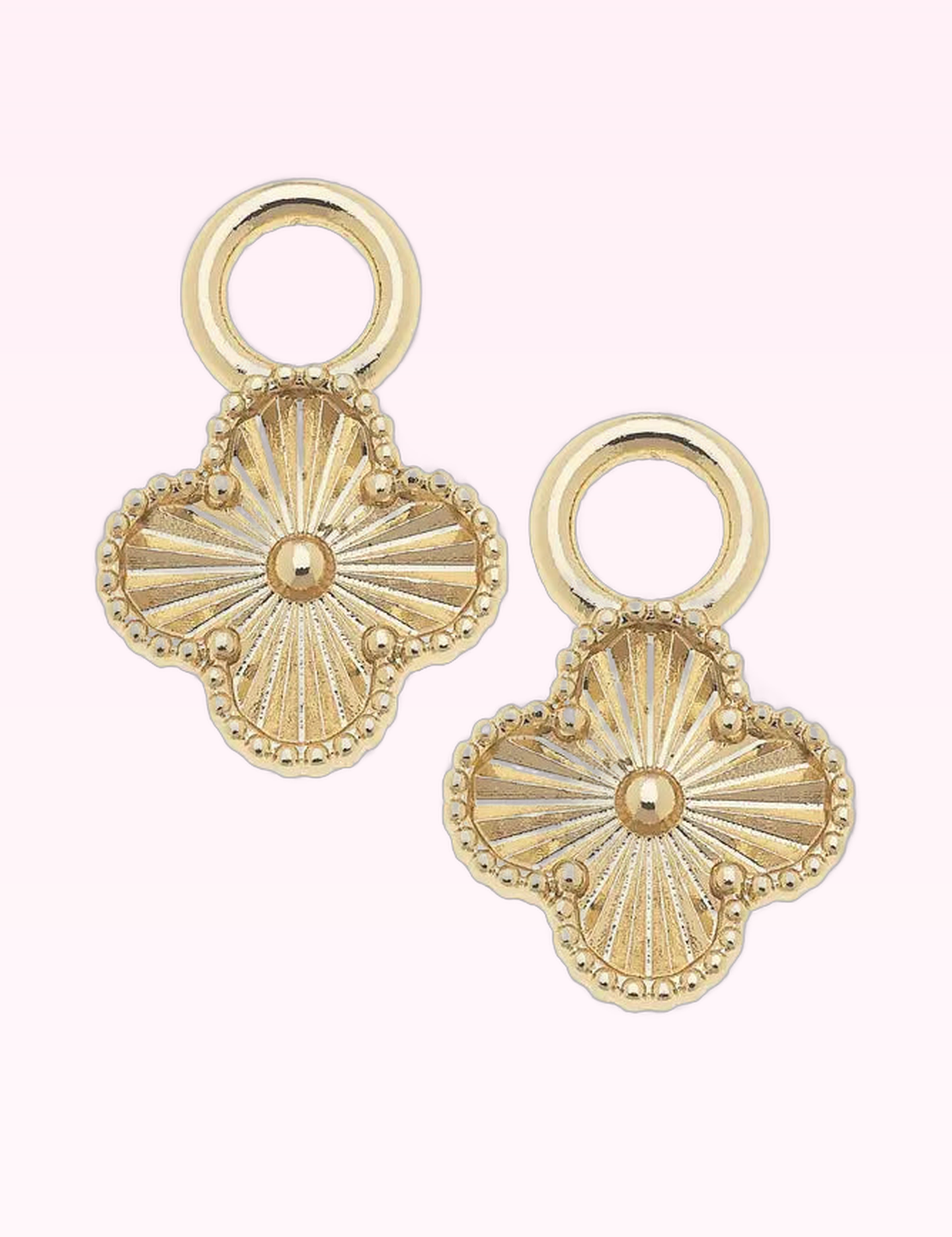 Ninety Nine Boutique super-pale pink accessory product photo: Gold Clover Huggie Charm (September 30, 2026)