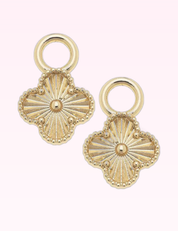 Ninety Nine Boutique super-pale pink accessory product photo: Gold Clover Huggie Charm (September 30, 2026)