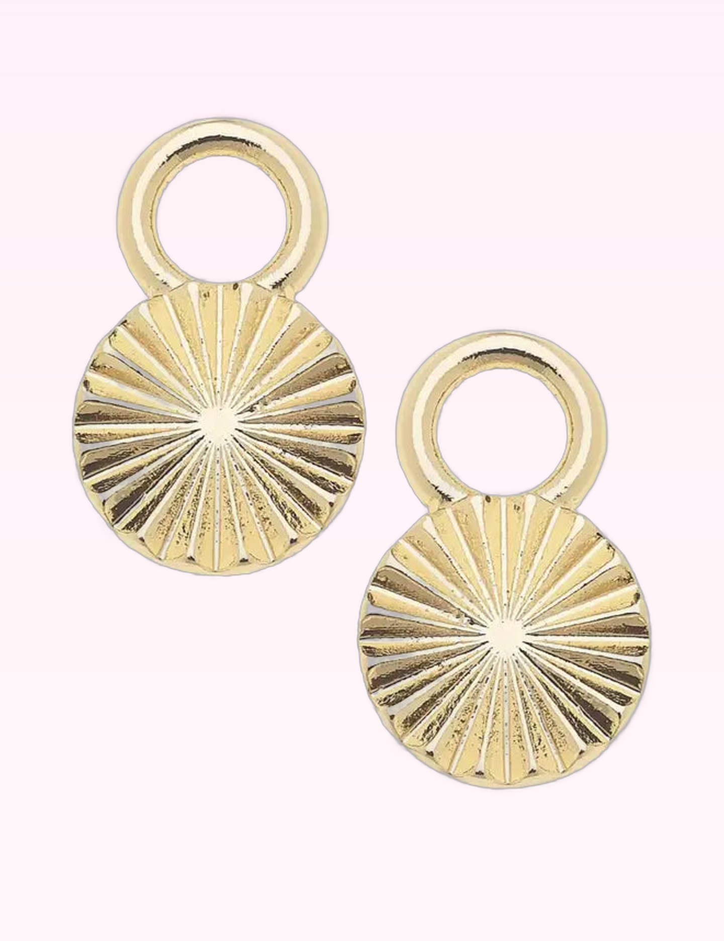 Ninety Nine Boutique super-pale pink accessory product photo: Gold Disc Huggie Charm (September 30, 2026)