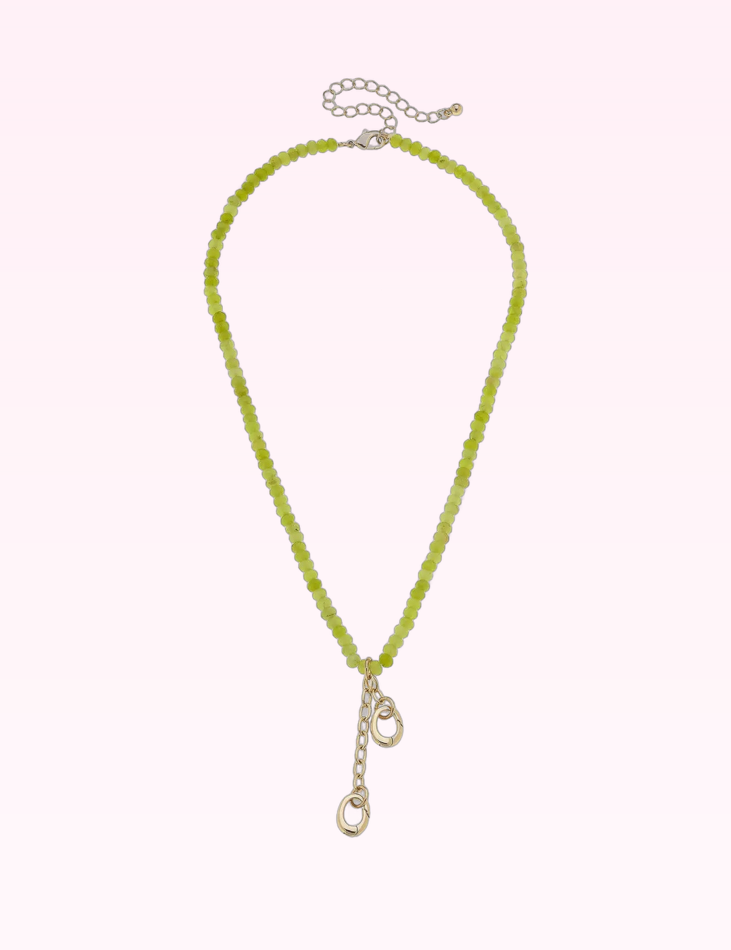 Ninety Nine Boutique super-pale pink accessory product photo: Lime Green Lucy Gemstone Beaded Necklace (September 30, 2026)