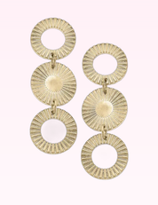 Ninety Nine Boutique super-pale pink accessory product photo: Gold Sienna Triple Disc Earring (September 30, 2026)