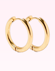 Ninety Nine Boutique super-pale pink accessory product photo: Huggie Earrings  Scarlett Hoop Gold 14mm (September 30, 2026)