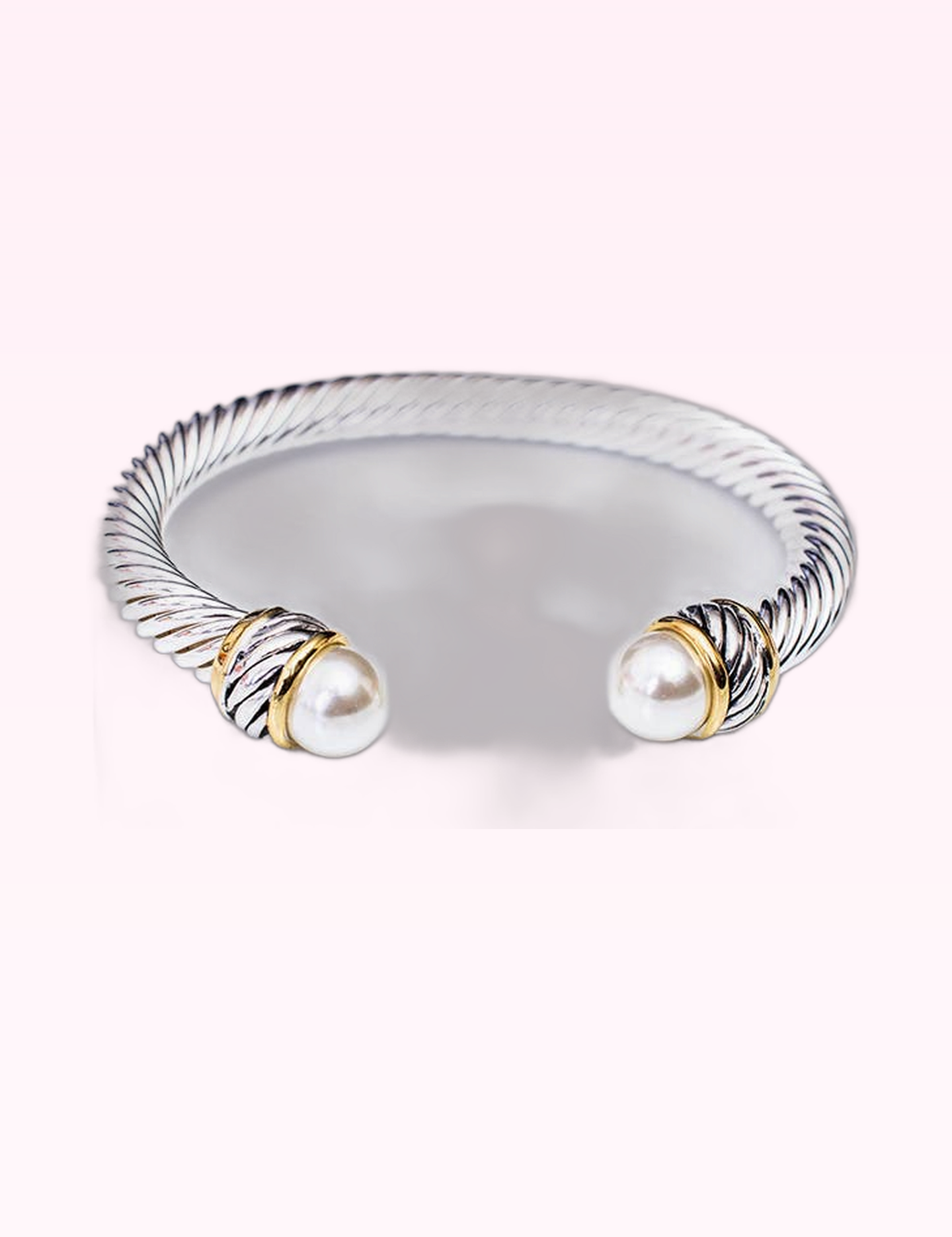 Ninety Nine Boutique super-pale pink accessory product photo: Dressy Pearl Cable Bangle (September 30, 2026)