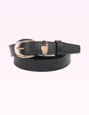 Ninety Nine Boutique super-pale pink accessory product photo: Black & Gold Metallic Crescent Buckle Leather Belt (September 30, 2026)