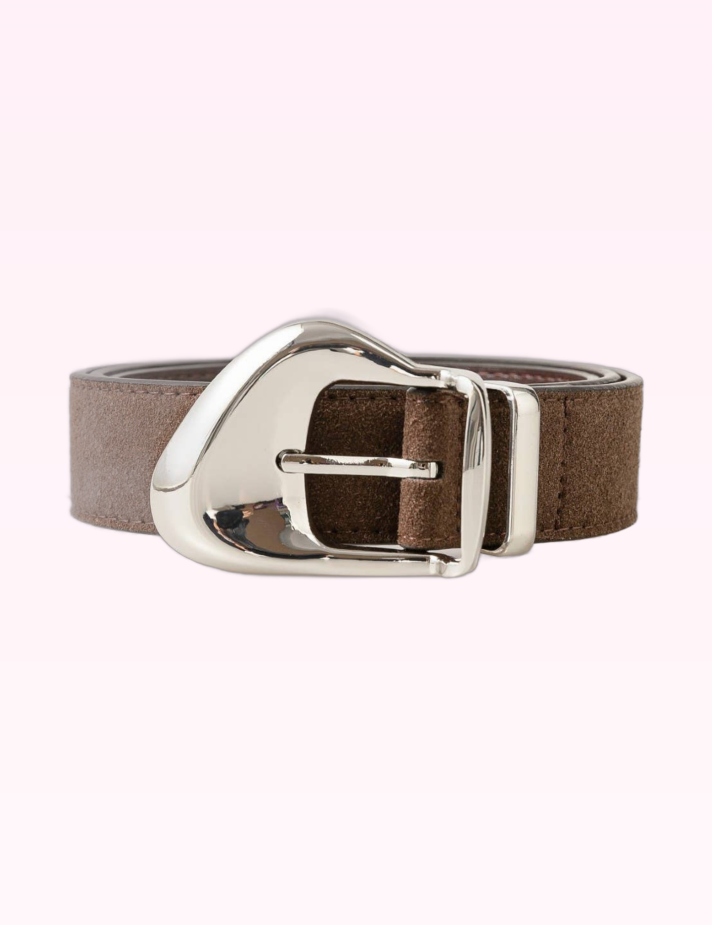 Ninety Nine Boutique super-pale pink accessory product photo: Brown & Silver Ornate Buckle Soft Leather Belt (September 30, 2026)
