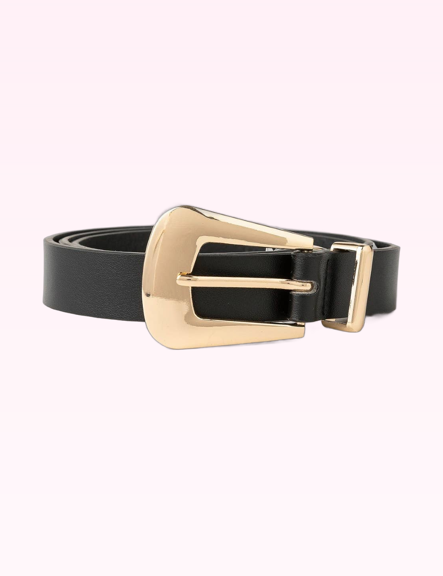 Ninety Nine Boutique super-pale pink accessory product photo: Black & Gold Bulky Buckle Leather Belt (September 30, 2026)
