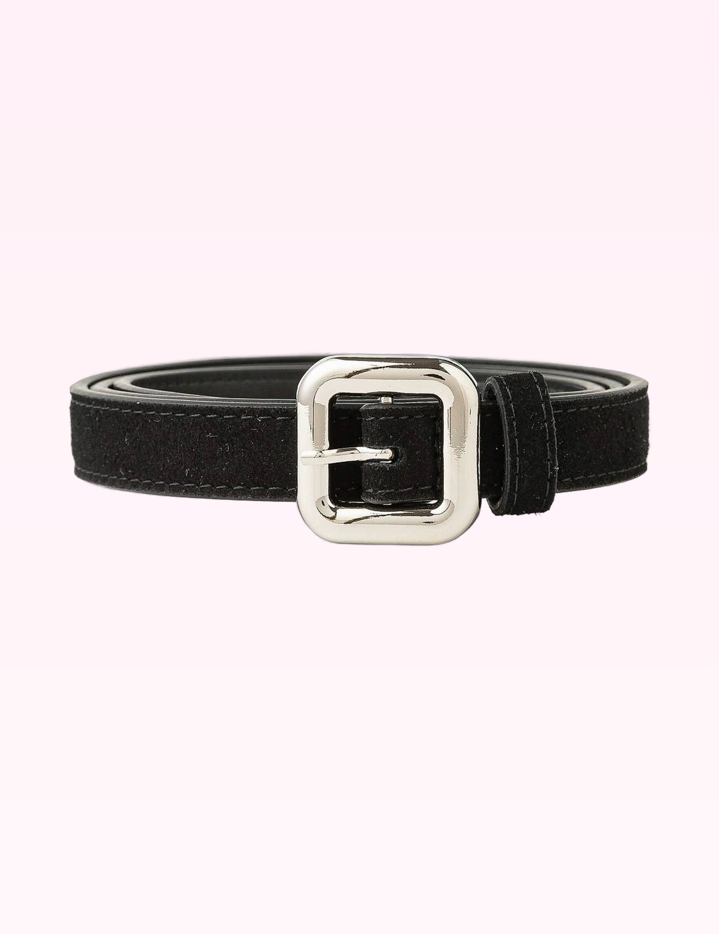 Ninety Nine Boutique super-pale pink accessory product photo: Silver Hardware Buckle Leather Belt (September 30, 2026)