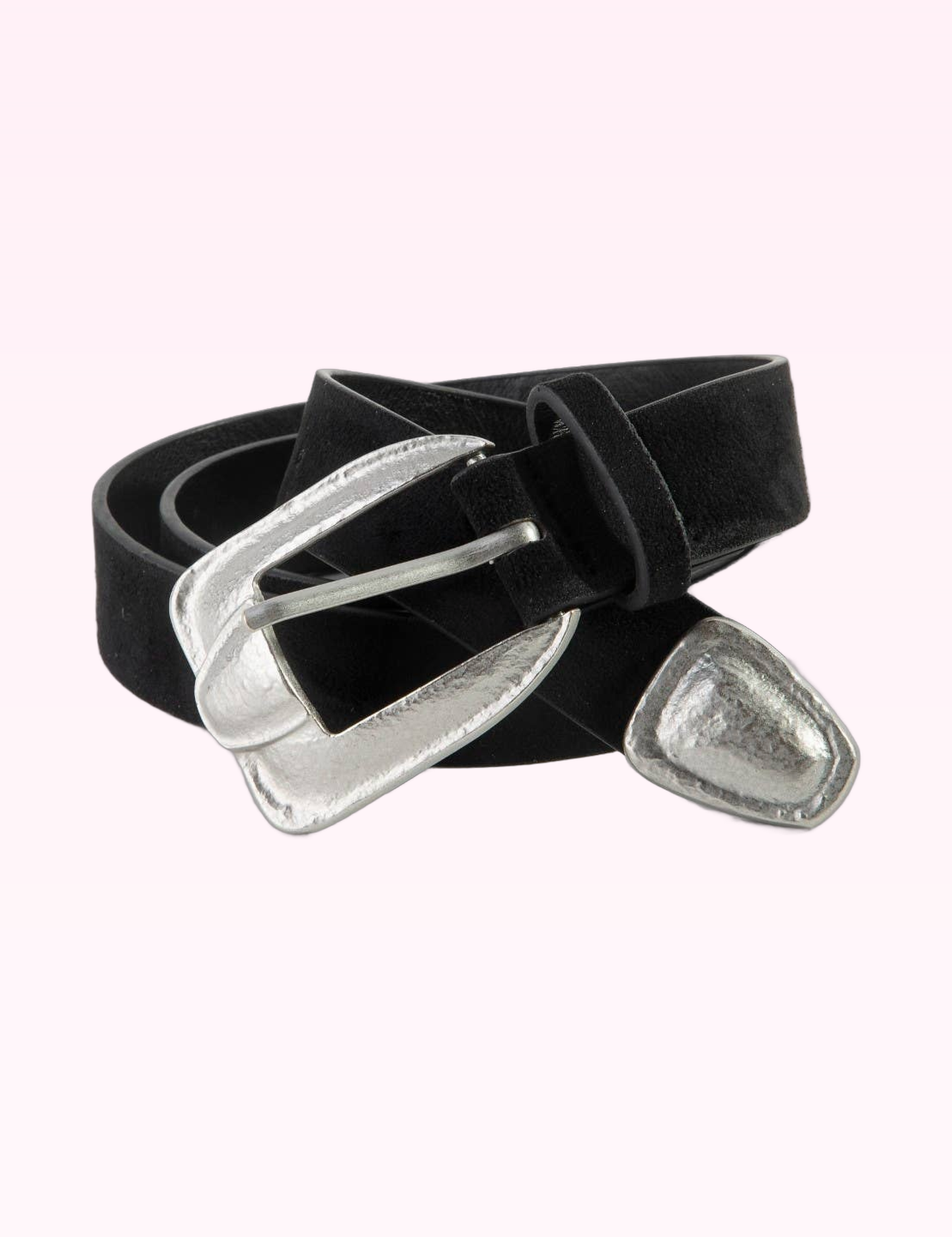 Ninety Nine Boutique super-pale pink accessory product photo: Black & Silver Antique Vegan Leather Belt (September 30, 2026)