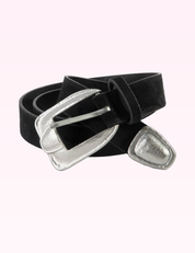 Ninety Nine Boutique super-pale pink accessory product photo: Black & Silver Antique Vegan Leather Belt (September 30, 2026)