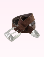 Ninety Nine Boutique super-pale pink accessory product photo: Dark Brown & Silver Antique Vegan Leather Belt (September 30, 2026)
