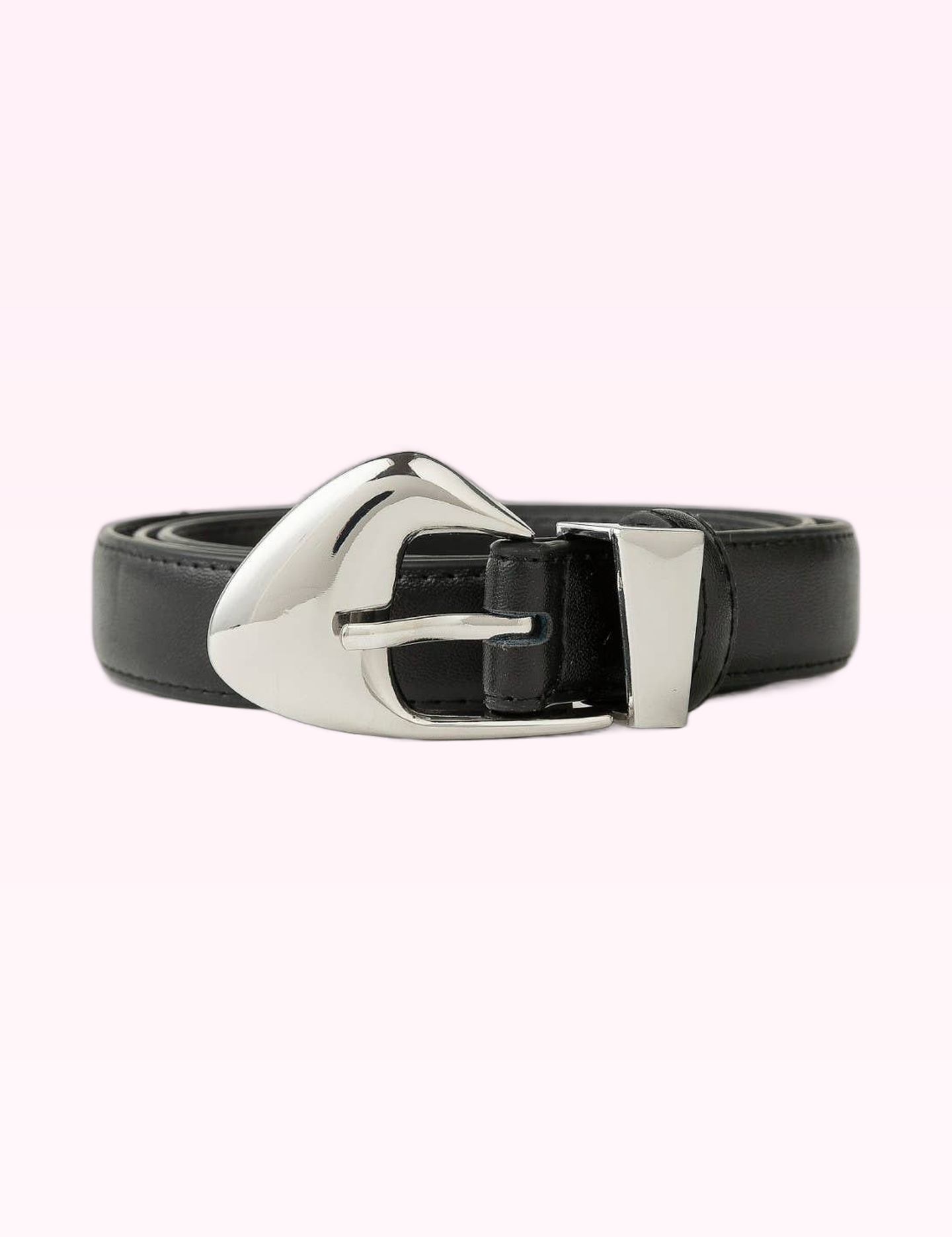 Ninety Nine Boutique super-pale pink accessory product photo: Black & Silver Fashion Warped Leather Belt (September 30, 2026)