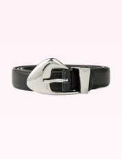 Ninety Nine Boutique super-pale pink accessory product photo: Black & Silver Fashion Warped Leather Belt (September 30, 2026)
