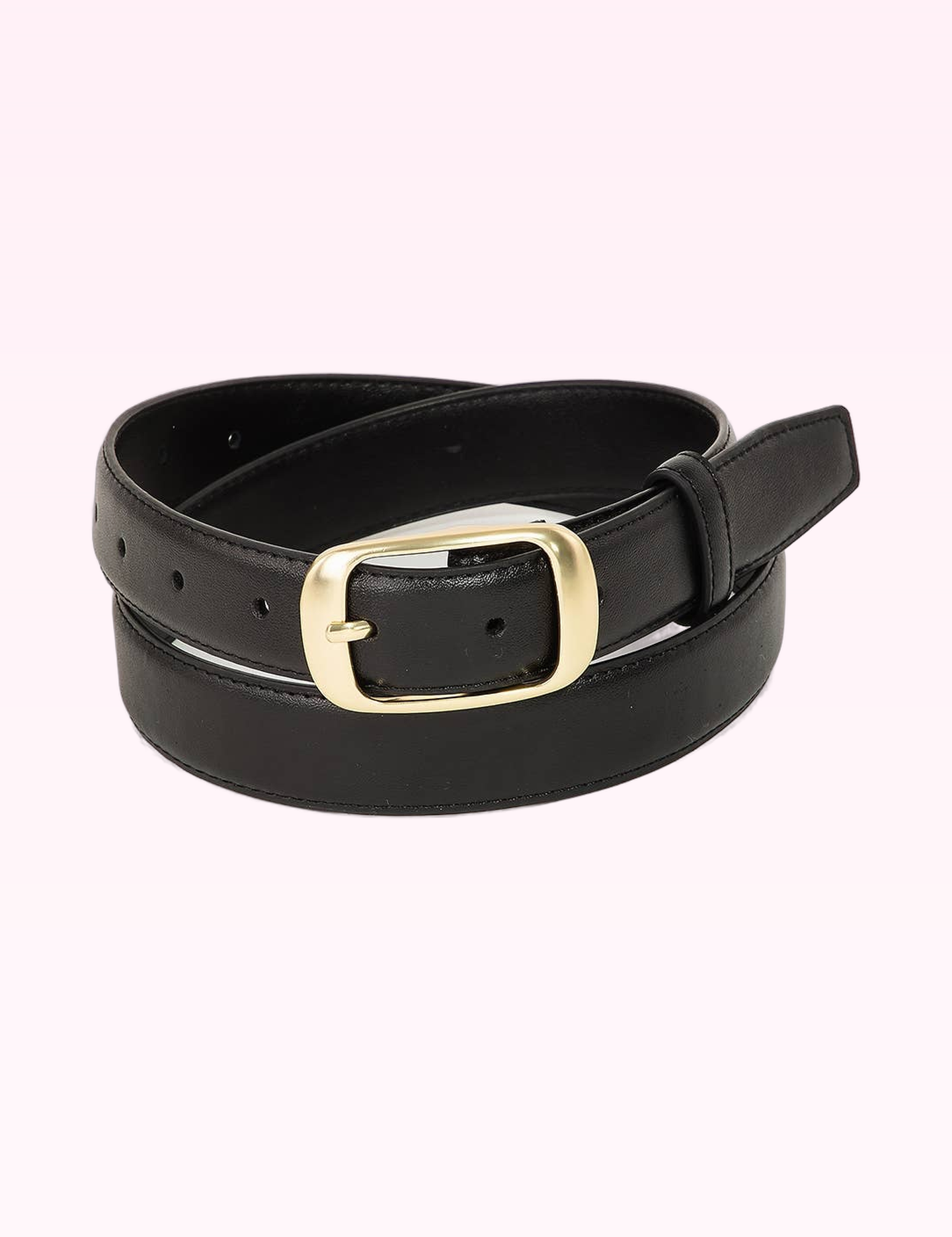 Ninety Nine Boutique super-pale pink accessory product photo: Black Solid Rectangle Buckle Leather Belt (September 30, 2026)