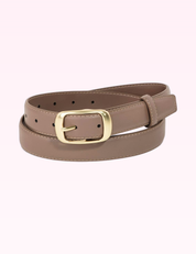 Ninety Nine Boutique super-pale pink accessory product photo: Khaki Rectangle Buckle Leather Belt (September 30, 2026)