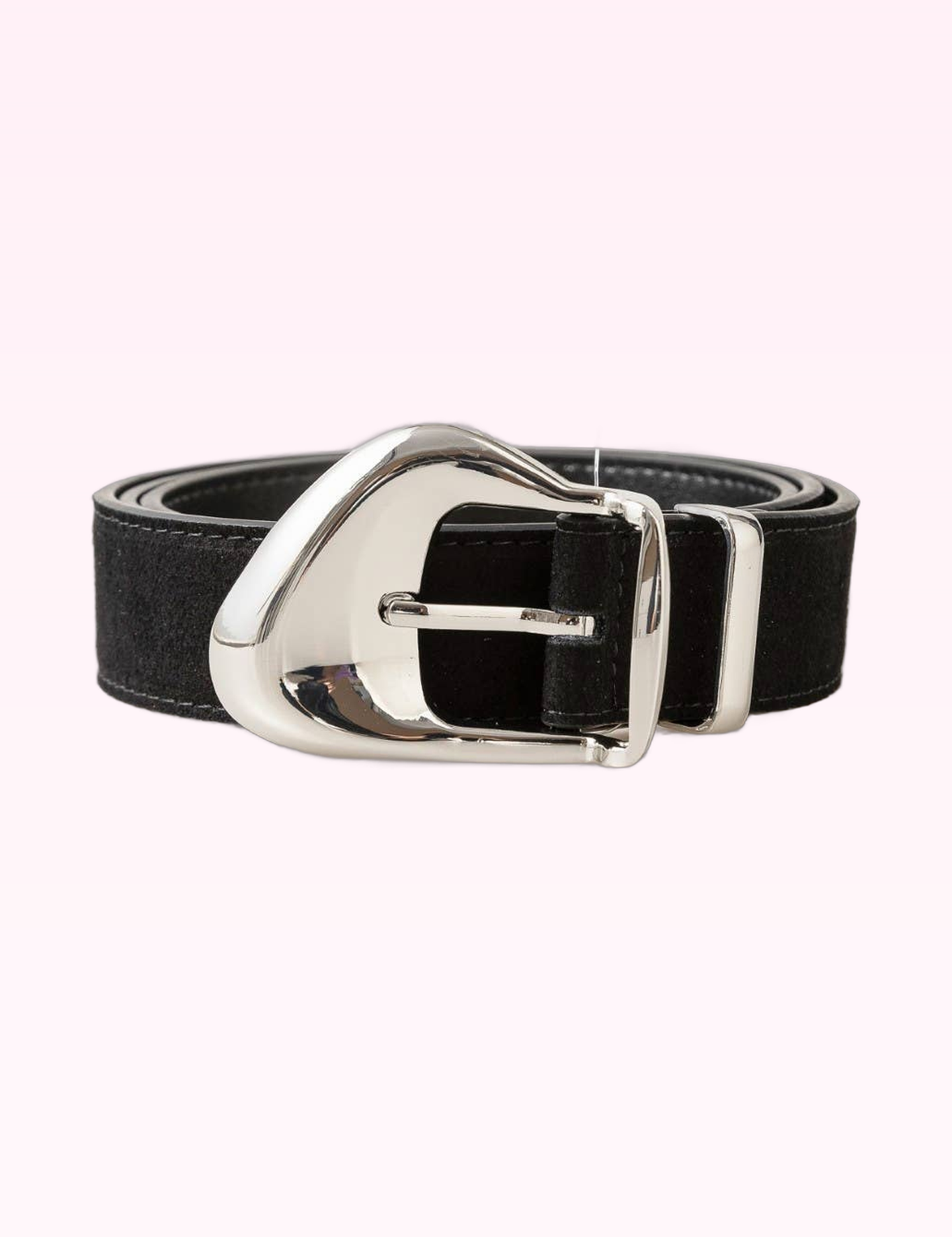 Ninety Nine Boutique super-pale pink accessory product photo: Black & Silver Ornate Buckle Soft Leather Belt (September 30, 2026)