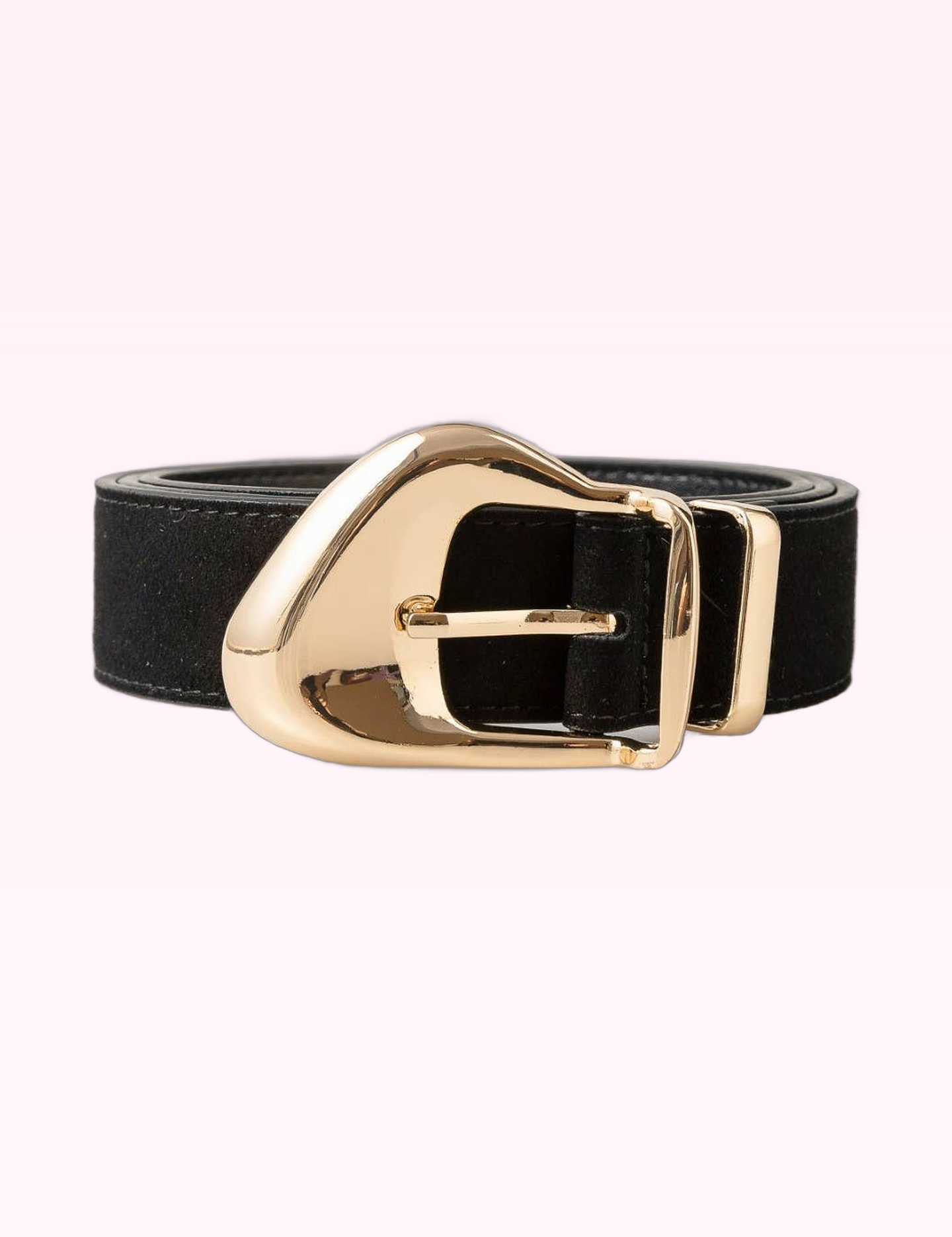 Ninety Nine Boutique super-pale pink accessory product photo: Black & Gold Ornate Buckle Soft Leather Belt (September 30, 2026)
