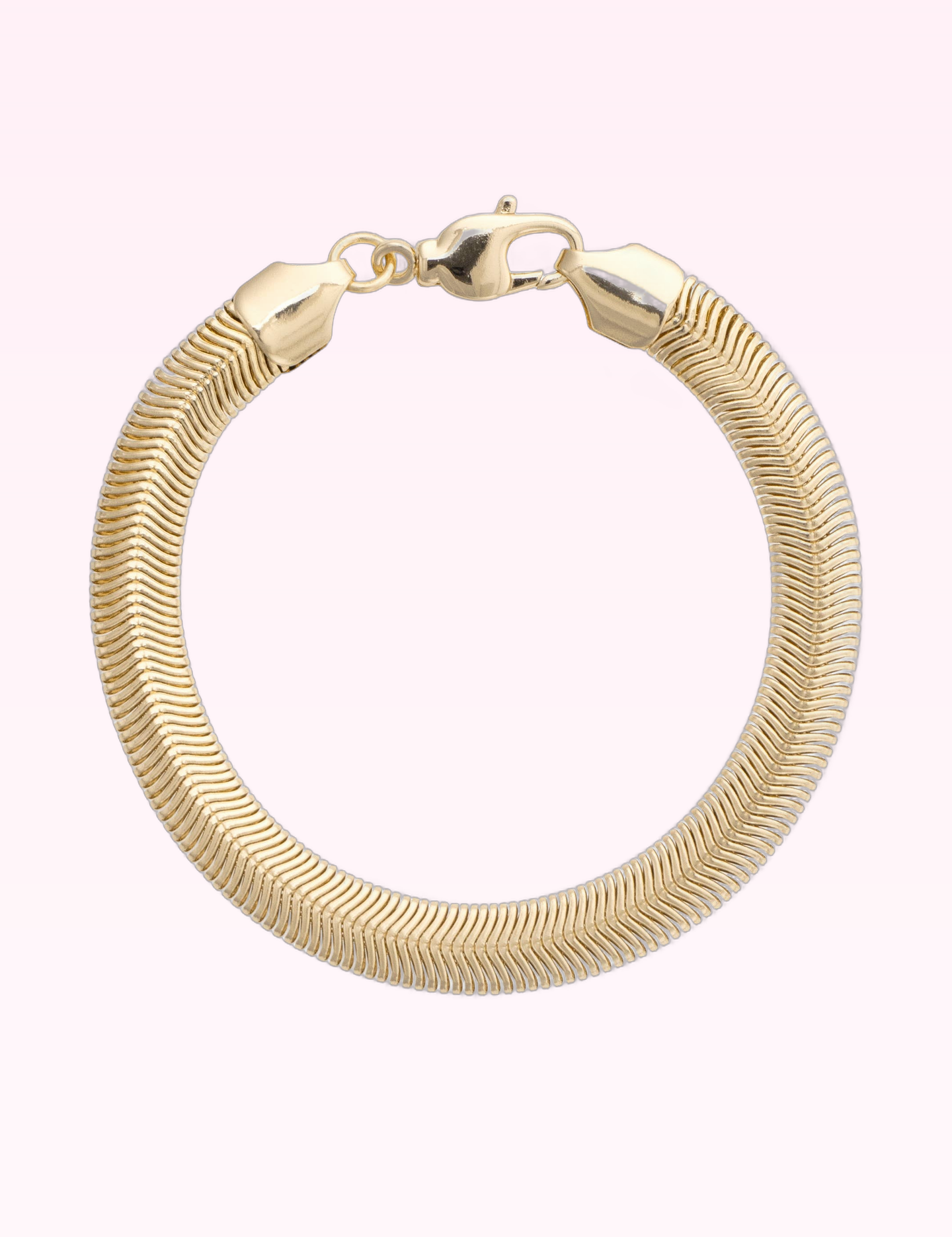 Ninety Nine Boutique super-pale pink accessory product photo: Cammie Snake Chain Bracelet in Shiny Gold (September 30, 2026)