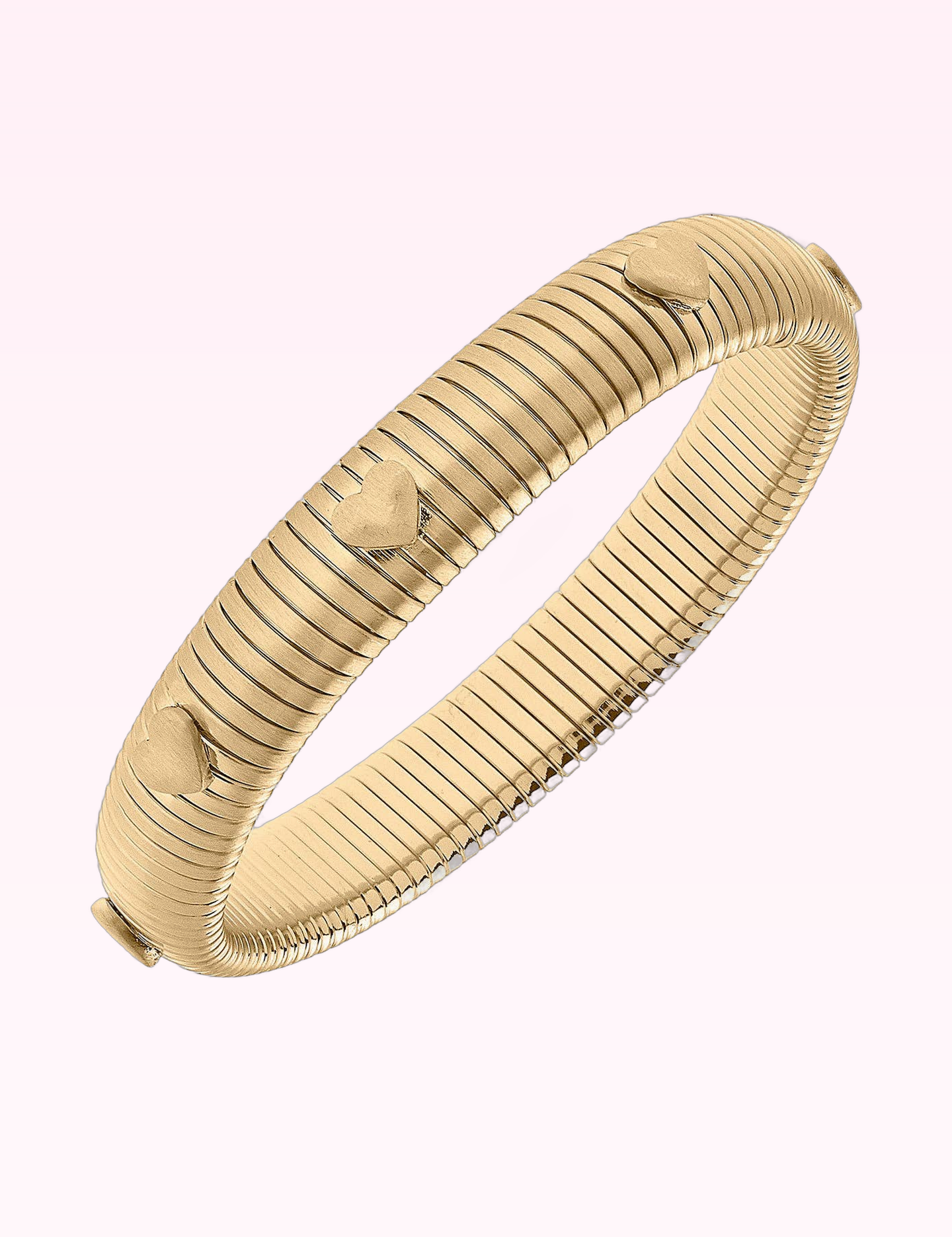 Ninety Nine Boutique super-pale pink accessory product photo: Constance Heart Watchband Bangle in Satin Gold (September 30, 2026)
