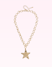 Ninety Nine Boutique super-pale pink accessory product photo: Elise Hammered Star Cable Chain Necklace in Shiny Gold (September 30, 2026)